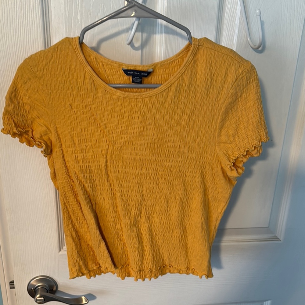 American Eagle Outfitters Yellow Textured Women's Top